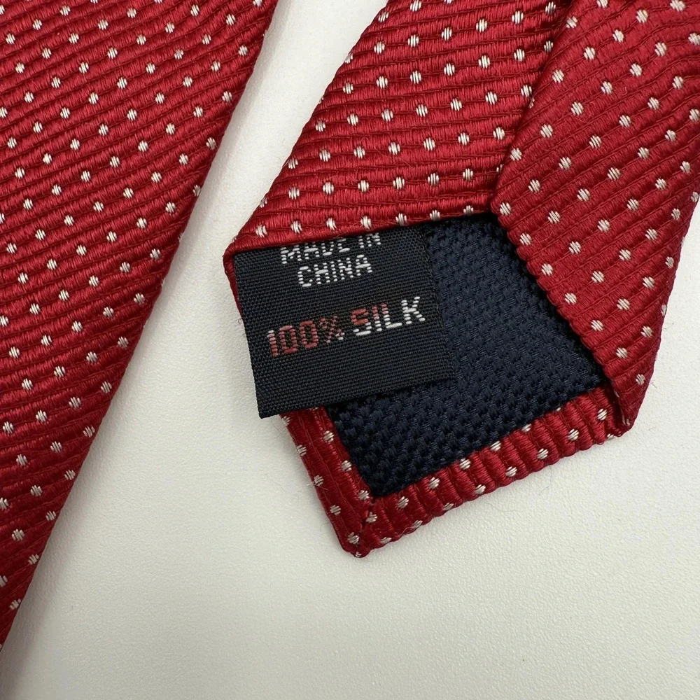 Nautica Ties Neckties Mens 100% Silk Red Navy‎ Geometric Microdot Lot of 2